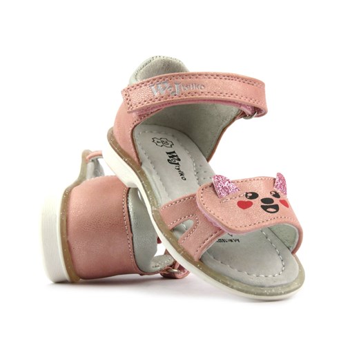 Połyskujące sandałki dziecięce z profilowaną wkładką - WOJTYŁKO 22303, różowe ze sklepu ulubioneobuwie w kategorii Sandały dziecięce - zdjęcie 139691940