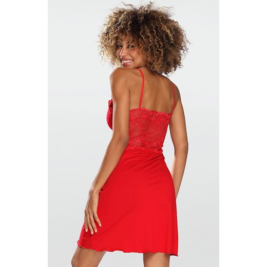 Czerwona koszulka nocna damska Pia, Kolor czerwony, Rozmiar XS, DKaren ze sklepu Intymna w kategorii Koszule nocne - zdjęcie 139824160