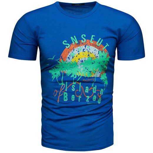 Koszulka męska t-shirt z printem niebieski Recea Recea XL Recea.pl