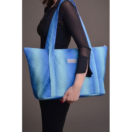 Duża torba pikowana z materiału w kolorze błękitno-turkusowym Taravio One size okazja www.taravio.pl