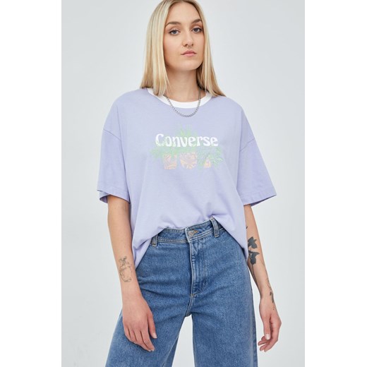 Converse t-shirt bawełniany kolor fioletowy Converse S ANSWEAR.com
