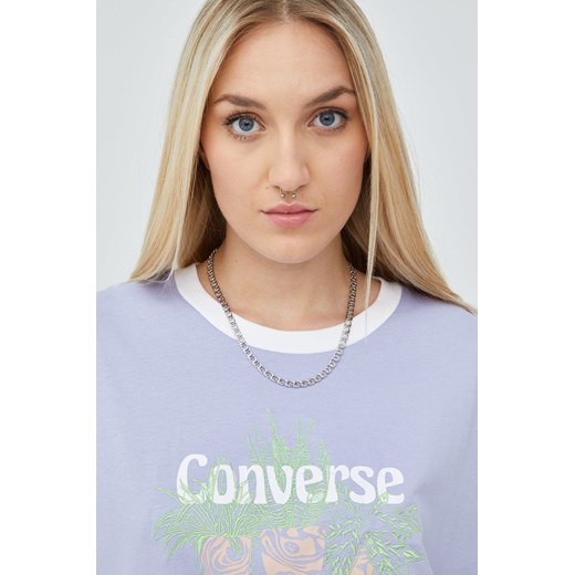 Converse t-shirt bawełniany kolor fioletowy Converse XS ANSWEAR.com