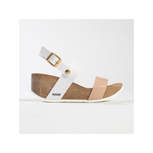 Sandały "Cali" w kolorze biało-jasnoróżowym na koturnie 41 Limango Polska promocyjna cena