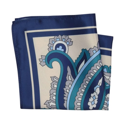 Poszetka Męska ALTIES, Granatowo-Beżowa Wzór Paisley, Łezki, Męska, Elegancka POSZALTTANIA0670 ze sklepu JegoSzafa.pl w kategorii Poszetki i butonierki - zdjęcie 139871154
