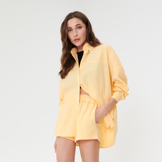 Sinsay - Koszula oversize - Beżowy Sinsay XXS okazyjna cena Sinsay