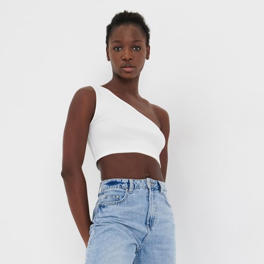 Sinsay - Crop top w prążki - Kremowy Sinsay S Sinsay