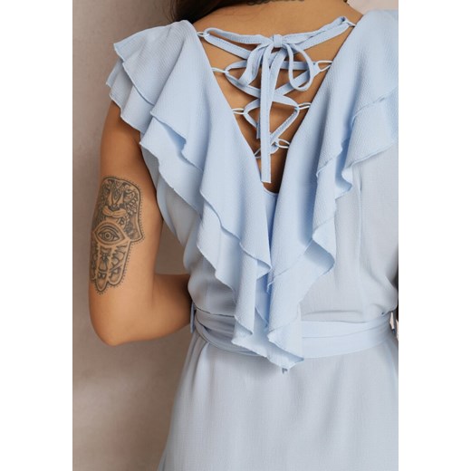 Sukienka Renee z dekoltem w serek kopertowa bez rękawów midi elegancka