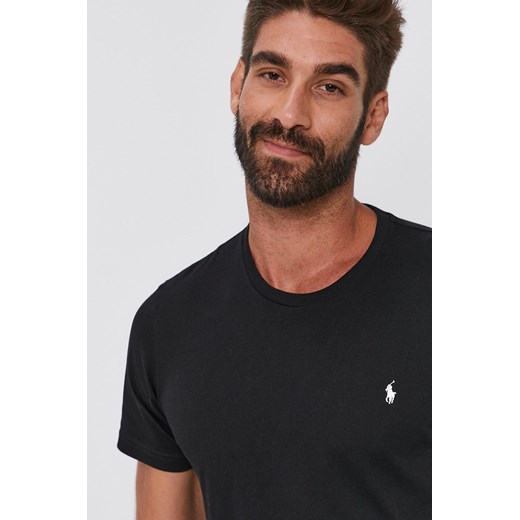 Polo Ralph Lauren T-shirt bawełniany 714844756001 kolor czarny gładki ze sklepu ANSWEAR.com w kategorii T-shirty męskie - zdjęcie 139887963