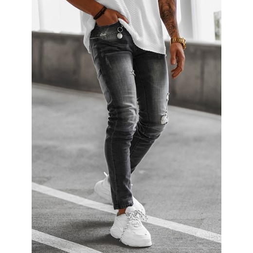 Spodnie jeansowe męskie czarne OZONEE NB/MP0051NZ ze sklepu ozonee.pl w kategorii Jeansy męskie - zdjęcie 139889452