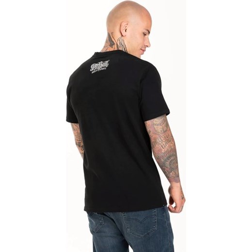 T-shirt męski czarny Pitbull West Coast z krótkim rękawem z napisem w stylu młodzieżowym 