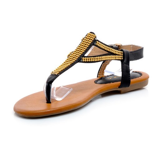 Sandały japonki zdobione Koralikami merg-pl brazowy Eko