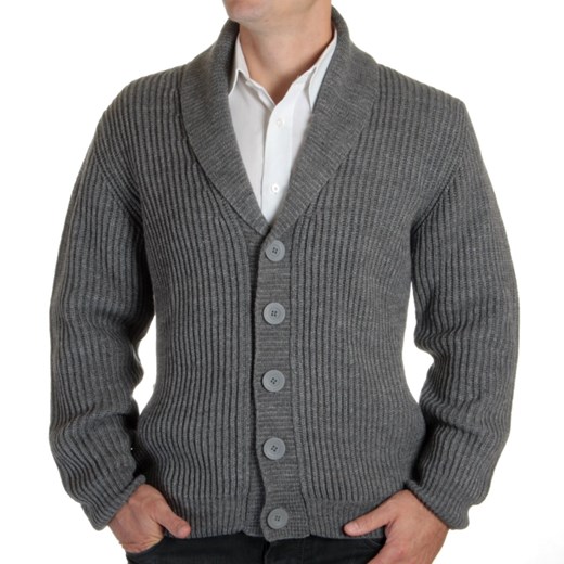 Sweter szalowy Willsoor - szary willsoor-sklep-internetowy  Swetry męskie wełniane