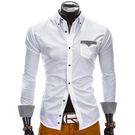 Koszula K104 - BIAŁA ombre bialy koszule