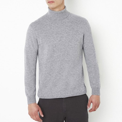 Sweter z okrągłym dekoltem, wełna merino/kaszmir la-redoute-pl szary delikatne
