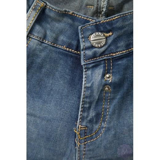 Damskie spodnie rurki jeansowe wycierane biodrówki (DQ1085) mercerie-pl zielony elastan