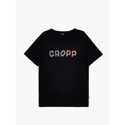 Cropp - Czarny T-shirt z nadrukiem CROPP reflective - czarny ze sklepu Cropp w kategorii T-shirty męskie - zdjęcie 140528632