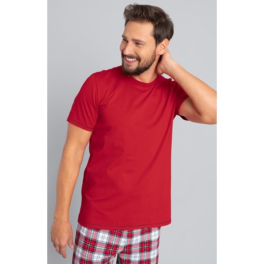 MOSS Piżama męska kr.kr., Kolor czerwony-kratka, Rozmiar S, Italian Fashion ze sklepu Intymna w kategorii Piżamy męskie - zdjęcie 140676050