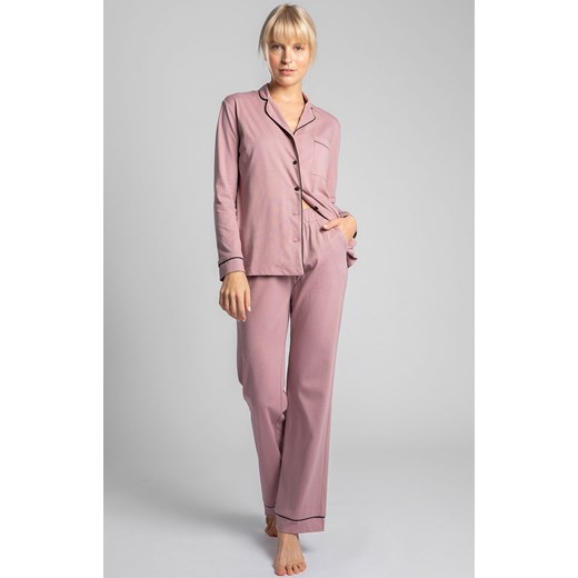 LA020 bawełniane spodnie od piżamy, Kolor wrzosowy-wzór, Rozmiar L, LaLupa Lalupa 2XL Intymna