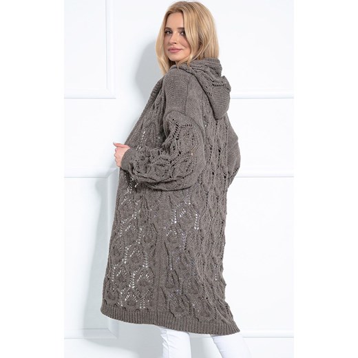 Długi kardigan F1026, Kolor mocca, Rozmiar S/M, Fobya Fobya L/XL okazja Primodo
