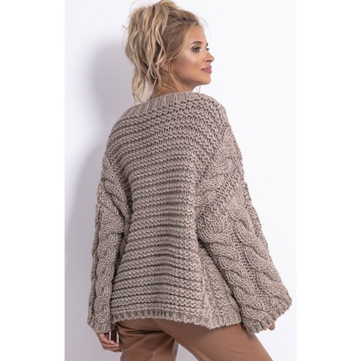 Sweter z wełną CHUNKY KNIT F780, Kolor mocca, Rozmiar S/M, Fobya Fobya L/XL promocja Primodo