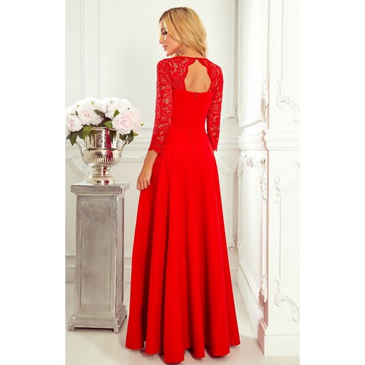 309-3 AMBER koronkowa długa sukienka, Kolor czerwony, Rozmiar M, Numoco Numoco S wyprzedaż Primodo