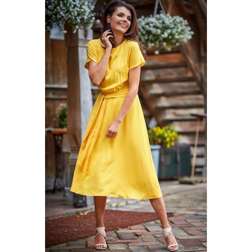 A296 Sukienka midi, Kolor żółty, Rozmiar S, Awama XL promocja Primodo