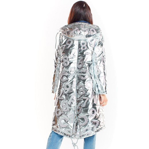 A339 Kurtka parka, Kolor srebrny, Rozmiar S/M, Awama S/M Primodo