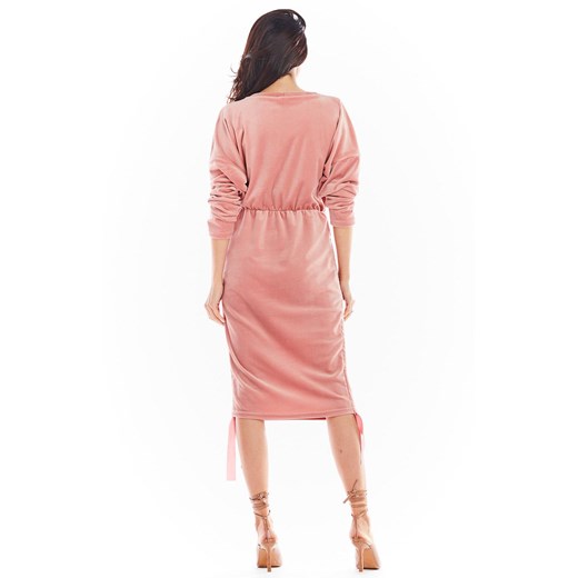 Sukienka welur midi/mini A405, Kolor różowy, Rozmiar XL, Awama XL Primodo