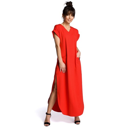 Sukienka z rozcięciami B065, Kolor czerwony, Rozmiar S/M, BE Be 2XL/3XL Primodo