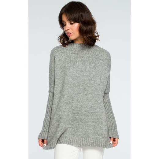 Sweter BK009, Kolor szary, Rozmiar one size, BE Knit ze sklepu Primodo w kategorii Swetry damskie - zdjęcie 140691341