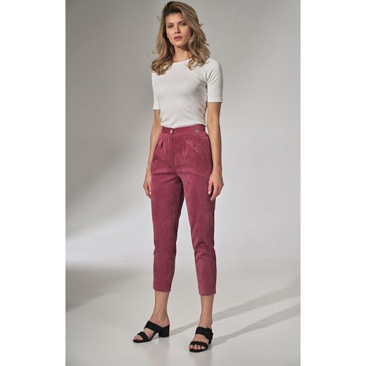 Sztruksowe spodnie M742, Kolor różowy, Rozmiar L, Figl ze sklepu Primodo w kategorii Spodnie damskie - zdjęcie 140694261