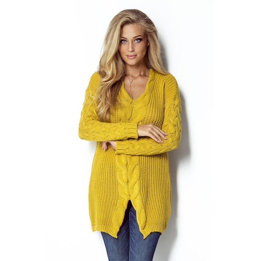 Sweter I301, Kolor żółty, Rozmiar one size, Fimfi Fimfi one size wyprzedaż Primodo