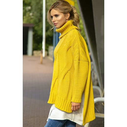 Sweter oversize F551, Kolor żółty, Rozmiar one size, Fobya Fobya one size okazja Primodo