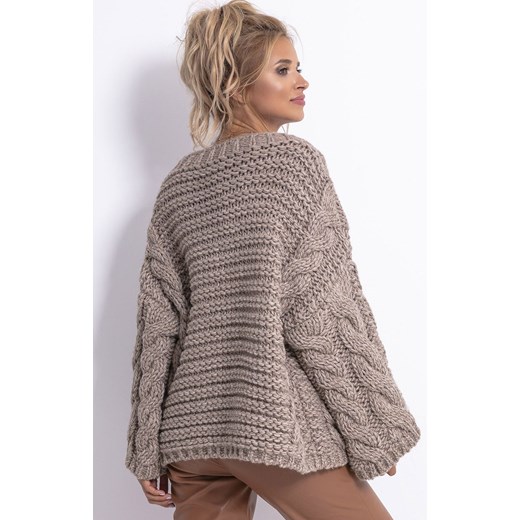 Sweter z wełną CHUNKY KNIT F780, Kolor mocca, Rozmiar S/M, Fobya Fobya S/M okazja Primodo