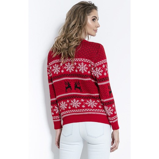 Sweter F855, Kolor czerwony-wzór, Rozmiar S/M, Fobya Fobya S/M promocja Primodo