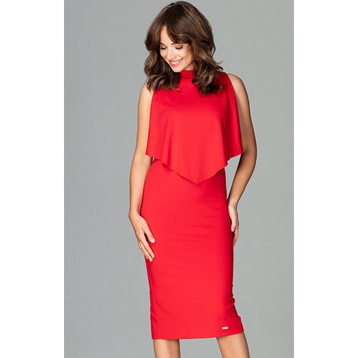 Sukienka damska elegancka czerwona K480, Kolor czerwony, Rozmiar L, Lenitif ze sklepu Primodo w kategorii Sukienki - zdjęcie 140699400