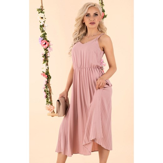 Errigam Powder D56 sukienka plisowana, Kolor róż pudrowy, Rozmiar XL, Merribel Merribel XL promocja Primodo