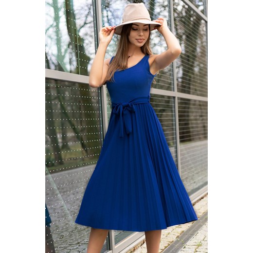 Meratin Cornflower D07 sukienka plisowana, Kolor niebieski, Rozmiar L, Merribel Merribel XL Primodo okazyjna cena