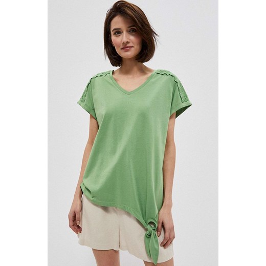 3820 Bawełniana bluzka z wiązaniem, Kolor zielony, Rozmiar S, Moodo ze sklepu Primodo w kategorii Bluzki damskie - zdjęcie 140702510