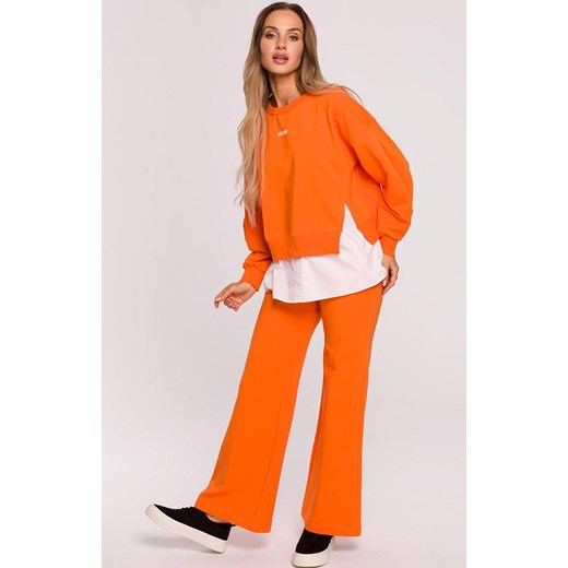 M675 Spodnie dresowe z szerokimi nogawkami, Kolor pomarańczowy, Rozmiar L, MOE ze sklepu Primodo w kategorii Spodnie damskie - zdjęcie 140702883