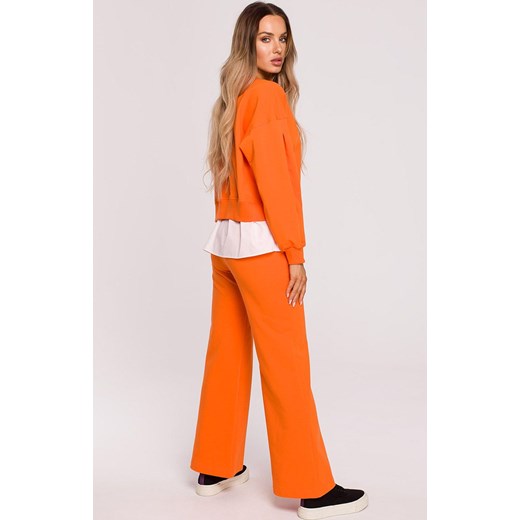 M675 Spodnie dresowe z szerokimi nogawkami, Kolor pomarańczowy, Rozmiar L, MOE Moe S Primodo