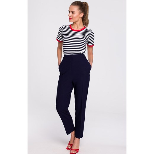 S304/1 T-shirt w marynarskie paski, Kolor czarny-wzór, Rozmiar L, Stylove Stylove XL Primodo