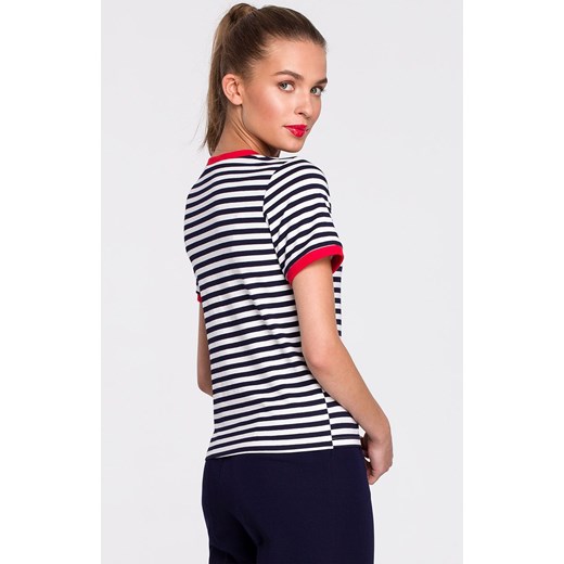 S304/1 T-shirt w marynarskie paski, Kolor czarny-wzór, Rozmiar L, Stylove Stylove S Primodo