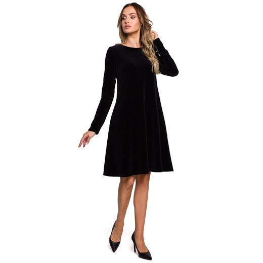 Welurowa sukienka trapezowa w kolorze czarnym M566, Kolor czarny, Rozmiar S, MOE ze sklepu Primodo w kategorii Sukienki - zdjęcie 140704311