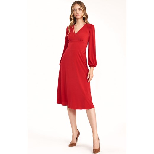 S194CZ klasyczna sukienka midi, Kolor czerwony, Rozmiar 36, Nife Nife 42 Primodo