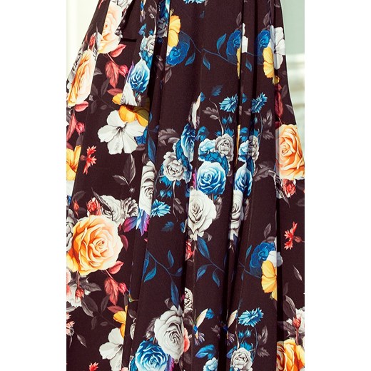 194-3 Długa suknia z hiszpańskim dekoltem, Kolor niebiesko-różowy, Rozmiar L, Numoco S Primodo