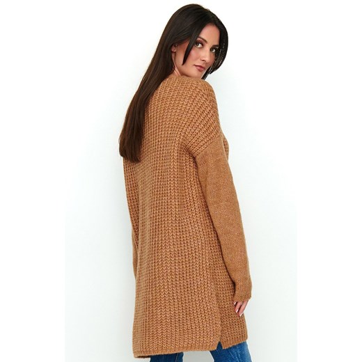 Sweter z warkoczem i rozcięciami NU S53, Kolor camel, Rozmiar one size, NUMINOU Numinou one size Primodo