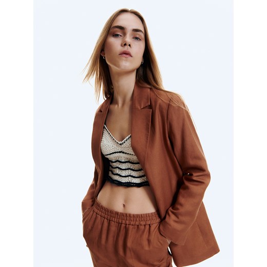 Reserved - Marynarka z lnem - Brązowy Reserved M Reserved