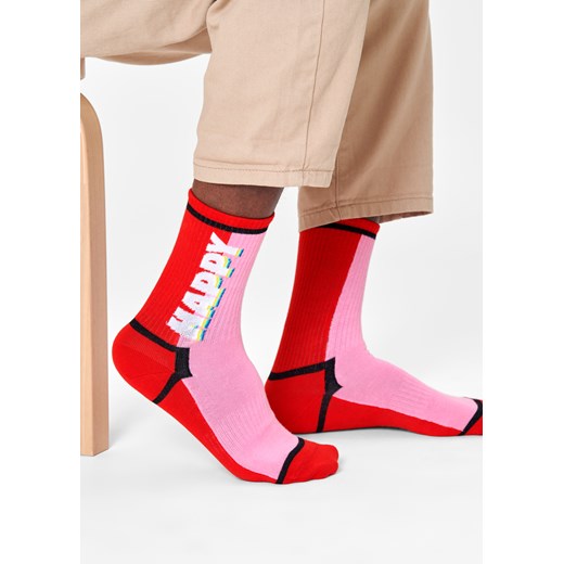 Skarpetki wysokie happy czerwono-różowe Happy Socks 41-46 Happy Face