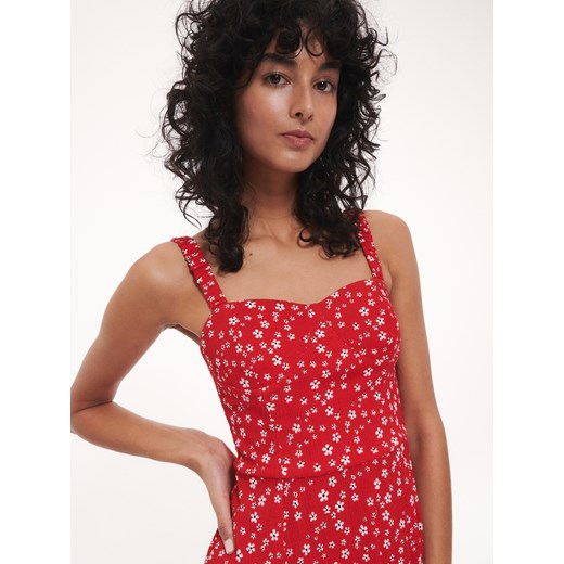 Reserved - Wzorzysta sukienka midi - Czerwony Reserved XS Reserved